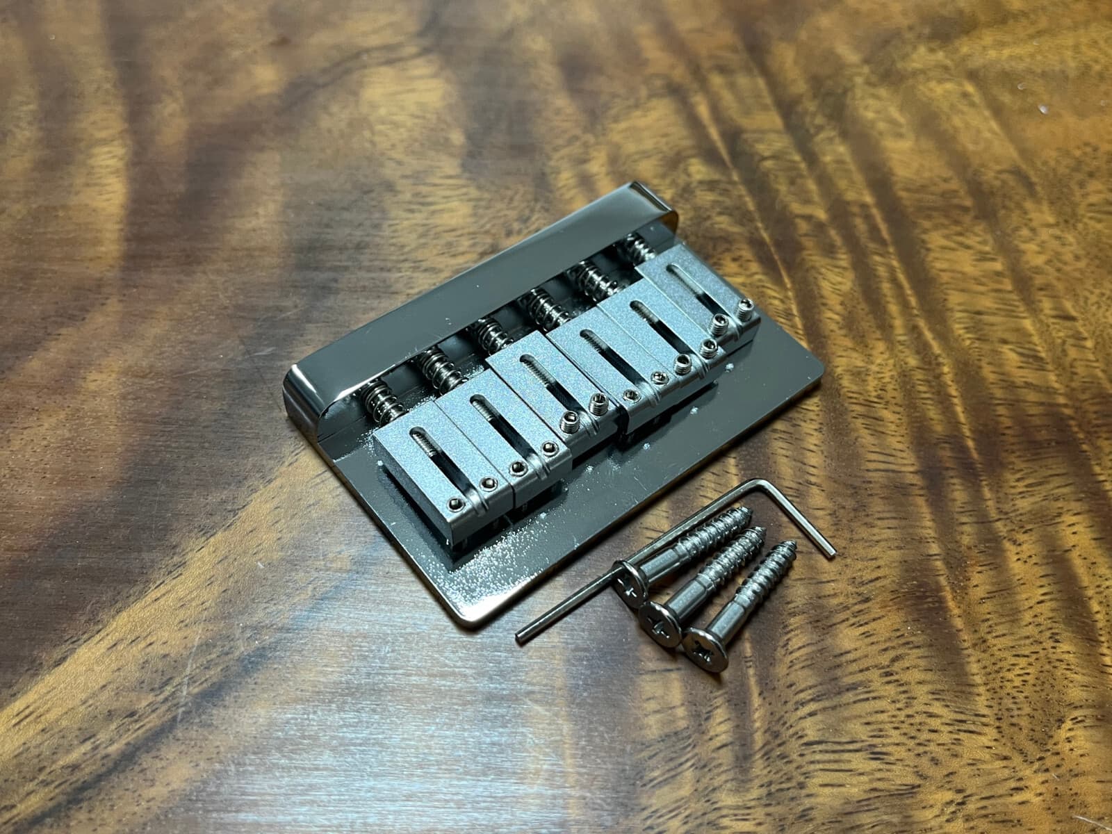 6-String Fixed Bridge CNC Machined w/ all brass CHROME 2 1/16" — Aumsen guitar part