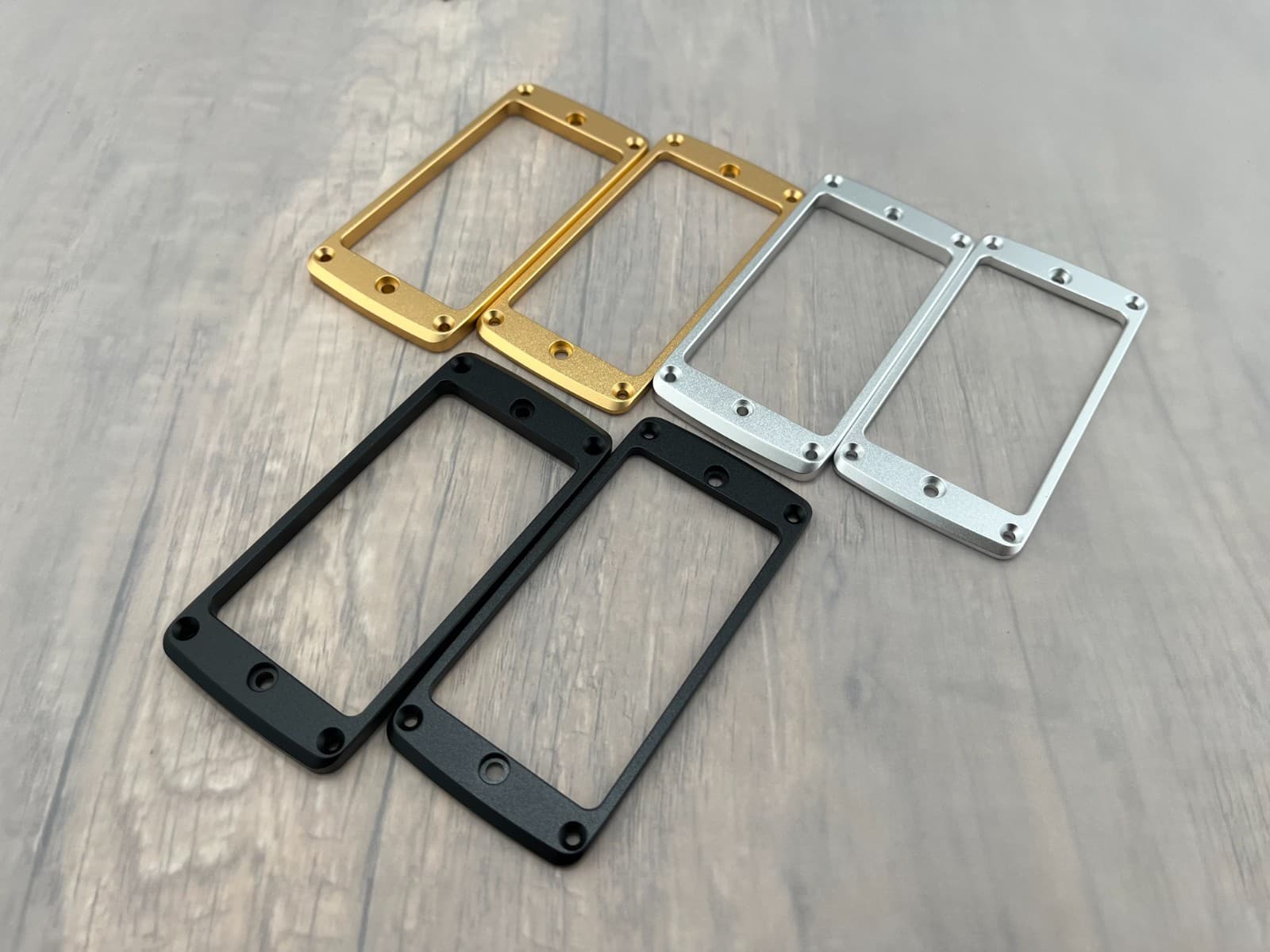 Pair Neck & Bridge Aluminum Humbucker Pickup Rings Flat Bottom Black